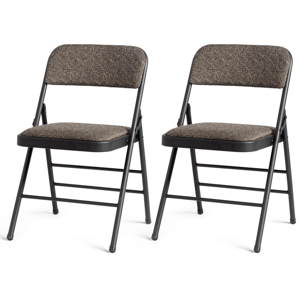 Set of 2 Padded Folding Conference Chairs with Frosted Iron Frame