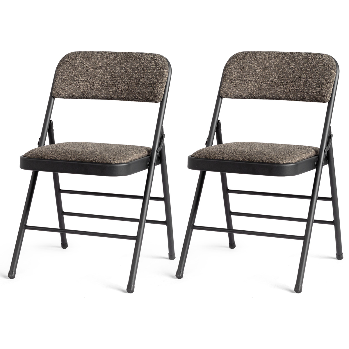 Set of 2 Padded Folding Conference Chairs with Frosted Iron Frame