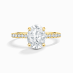 2 ct Oval Solitaire Moissanite Engagement Ring with Pavé Band in 18k Gold Vermeil
