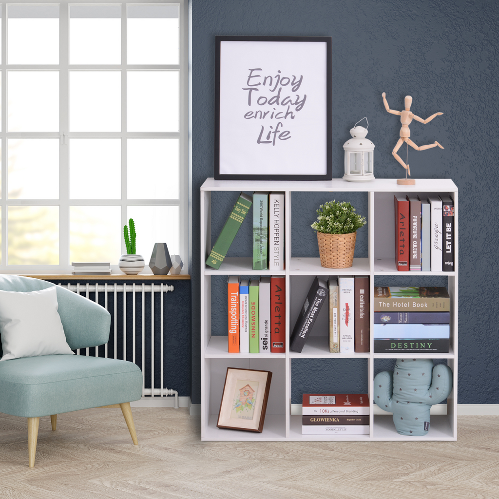 9 Cube Storage Cupboard Bookcase Bookshelf Home Office, White