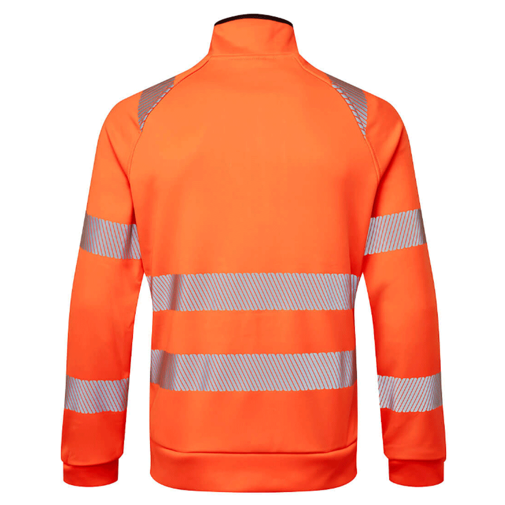 Portwest DX477 Hi-Vis Funnel Neck Full Zip Hooded Sweatshirt Orange/Black 5XL