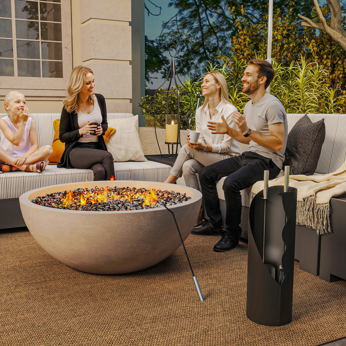4 PCS Fireplace Companion Set, Metal Fireside Companion Set, Black