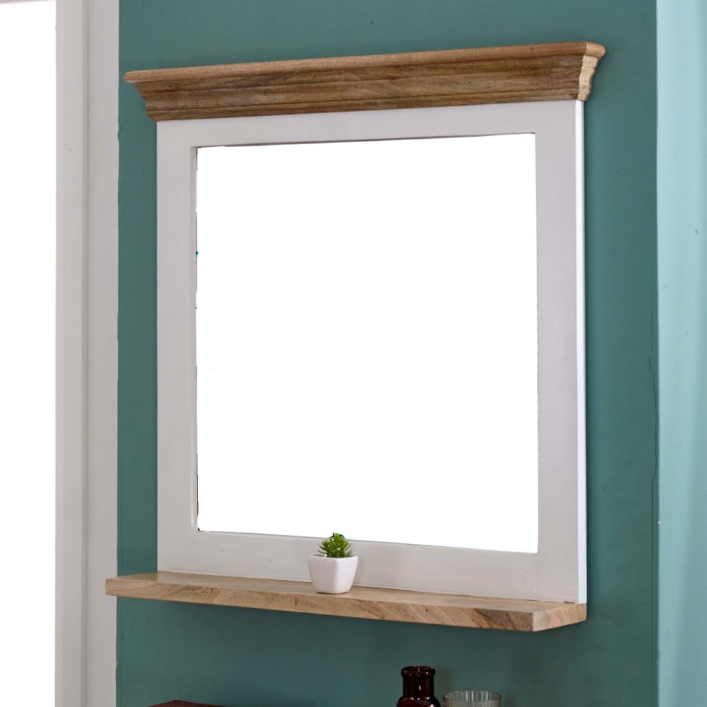 Mirror Frame with Shelf in Solid Mango Wood