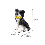 Solar Dog Garden Ornament Light Up Tennis Balls Puppy Statue