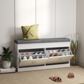 Shoe Storage Bench with Seat Cushion Cabinet Organizer with 2 Drawers