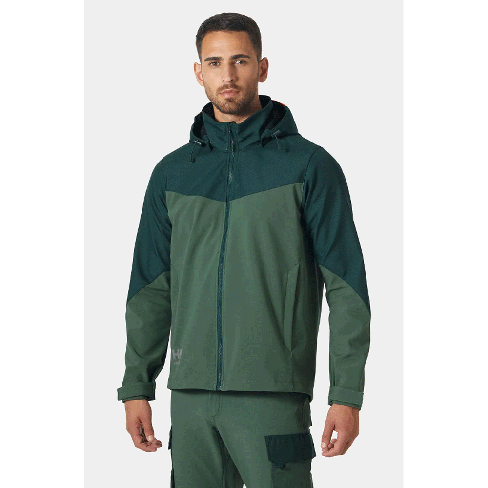 Helly Hansen 74290 Oxford Softshell Hooded Work Jacket Spruce Darkest Spruce
