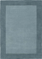 Bordered Duck Egg Blue Wool Rug