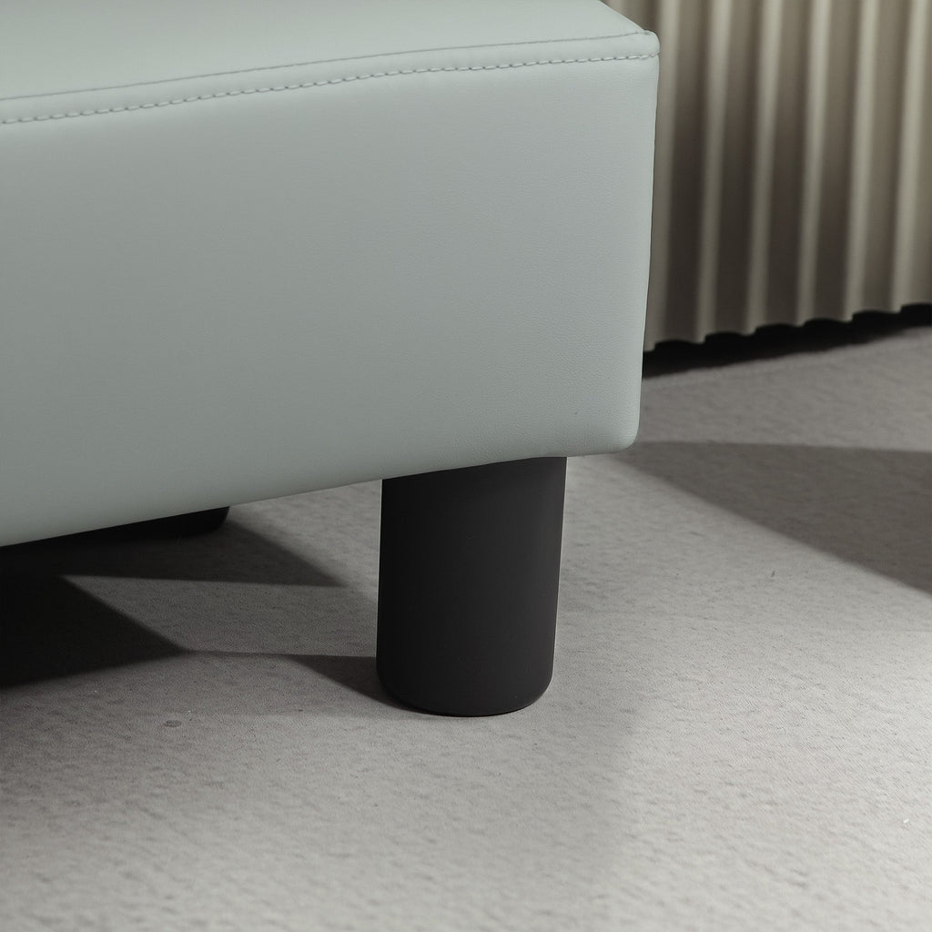 PU Leather Footstool with 4 Plastic Legs, Grey
