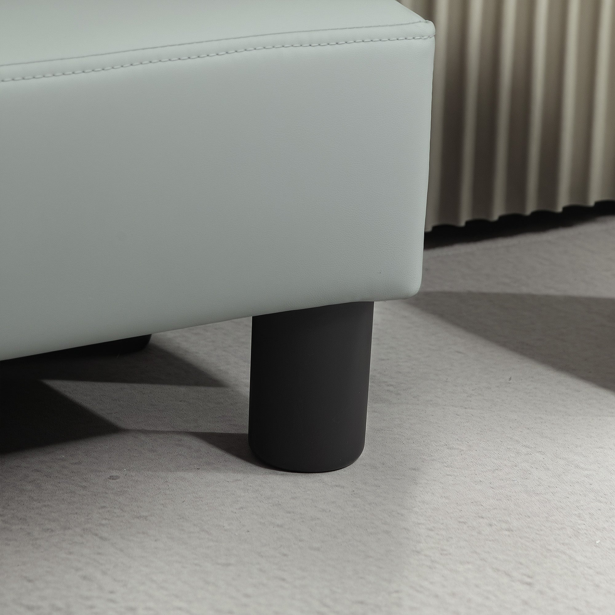 PU Leather Footstool with 4 Plastic Legs, Grey
