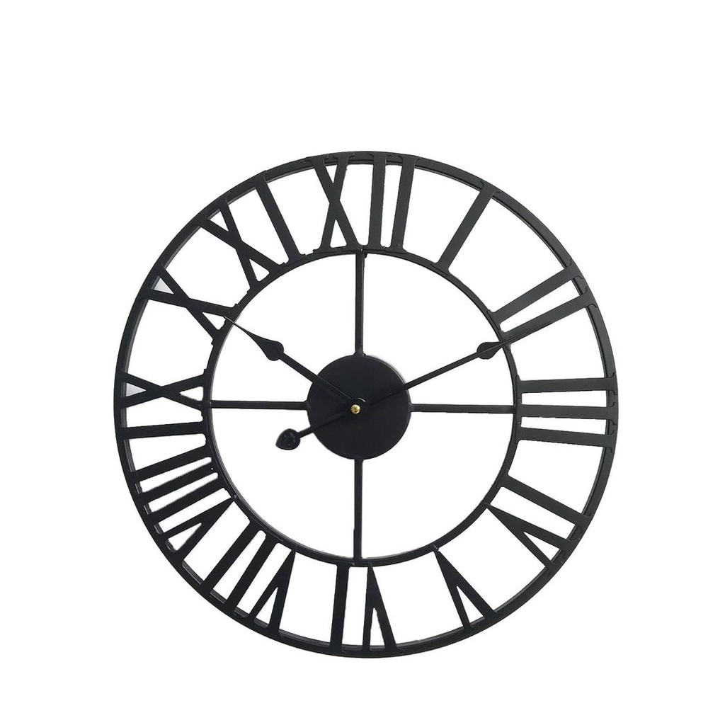 Stunning 60CM Roman Metal Clock in Black:, Attention to Detail. Statement Piece for any Room!