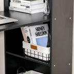 120cm Modern Computer Desk Bookshelf Study Table Workstation PC Laptop Writing Home Office 6 Shelves, Black