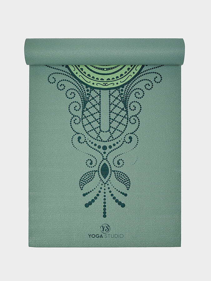 Designed Reversible Sticky Yoga Mat 6mm Hamsa Sage Green