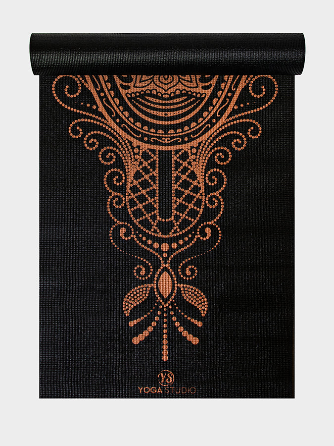 Designed Reversible Sticky Yoga Mat 6mm Rose Gold Hamsa