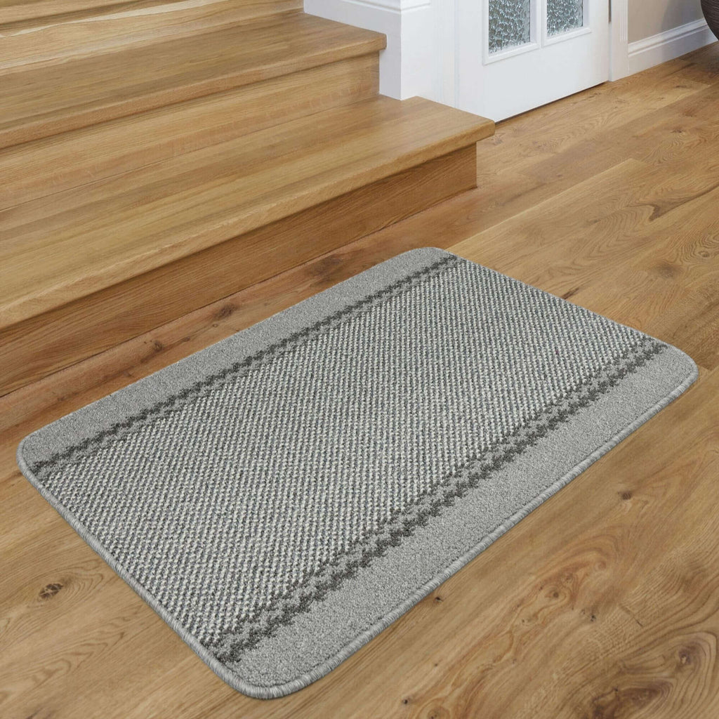 Washable Designer Bordered Grey Rug