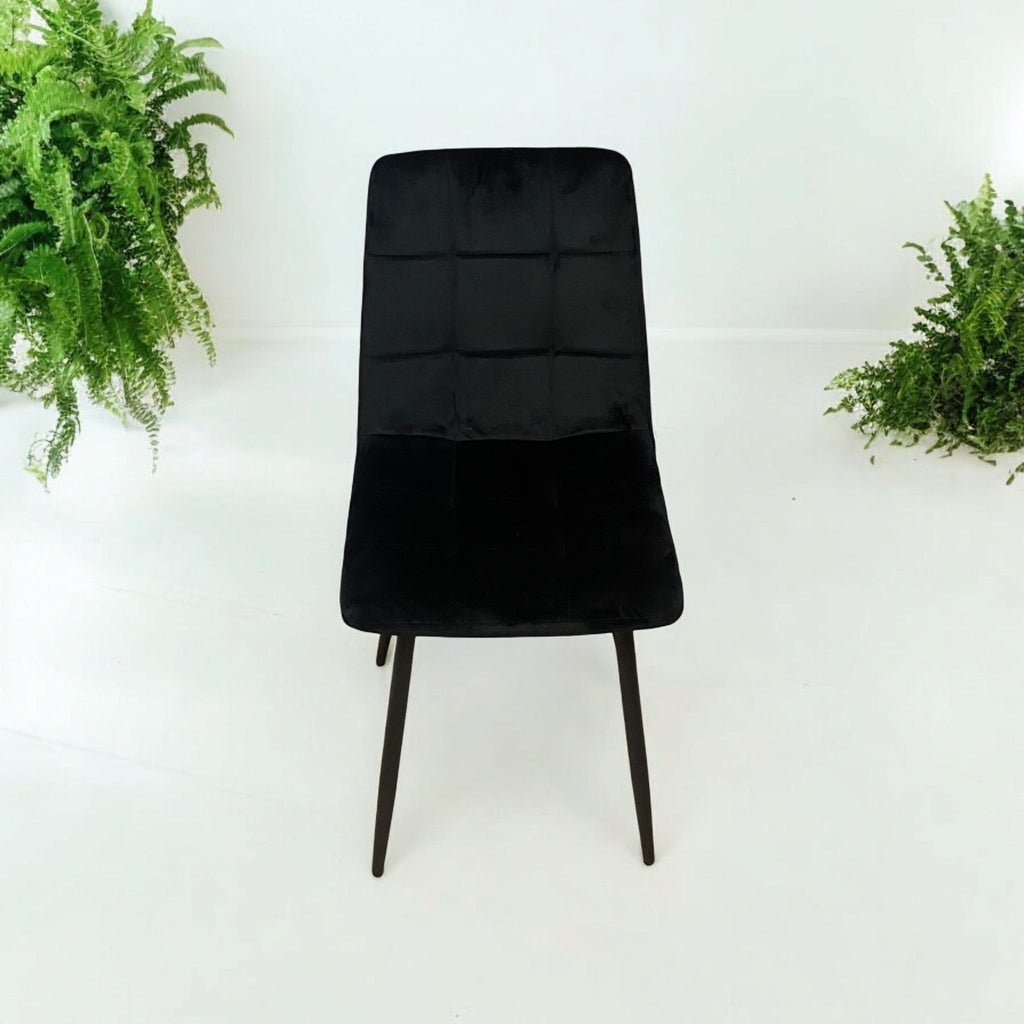 Tufted Fabric Metal Chair - L52 x W44 x H86 cm - Black