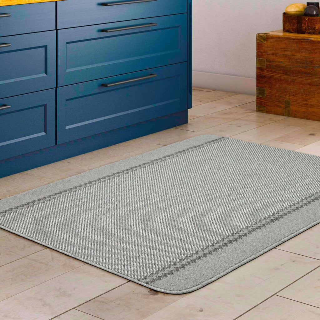 Washable Designer Bordered Grey Rug