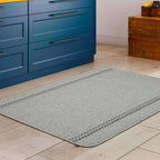 Washable Designer Bordered Grey Rug