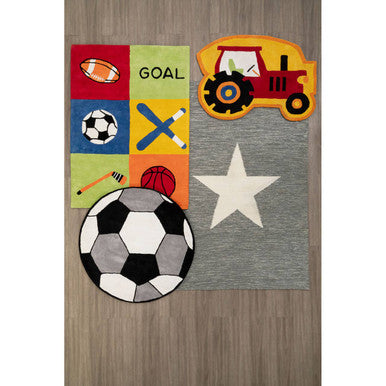 Grey and White Star Rug