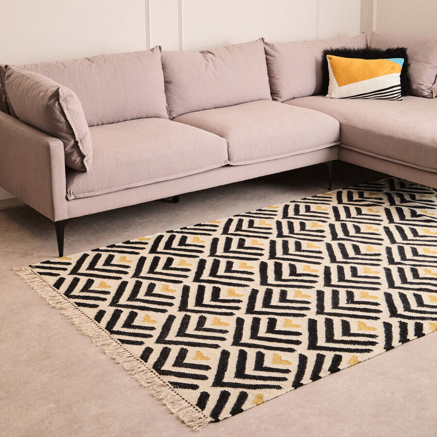 Large Cream Rug with Arrow Motif