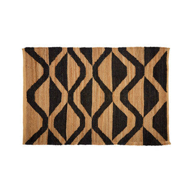 Small Black Wave Pattern Rug