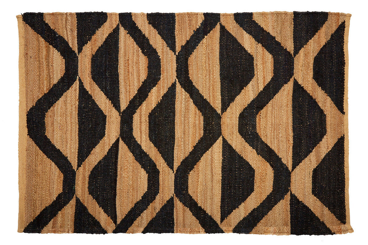 Large Black Wave Pattern Rug