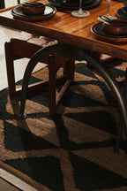 Large Black Wave Pattern Rug