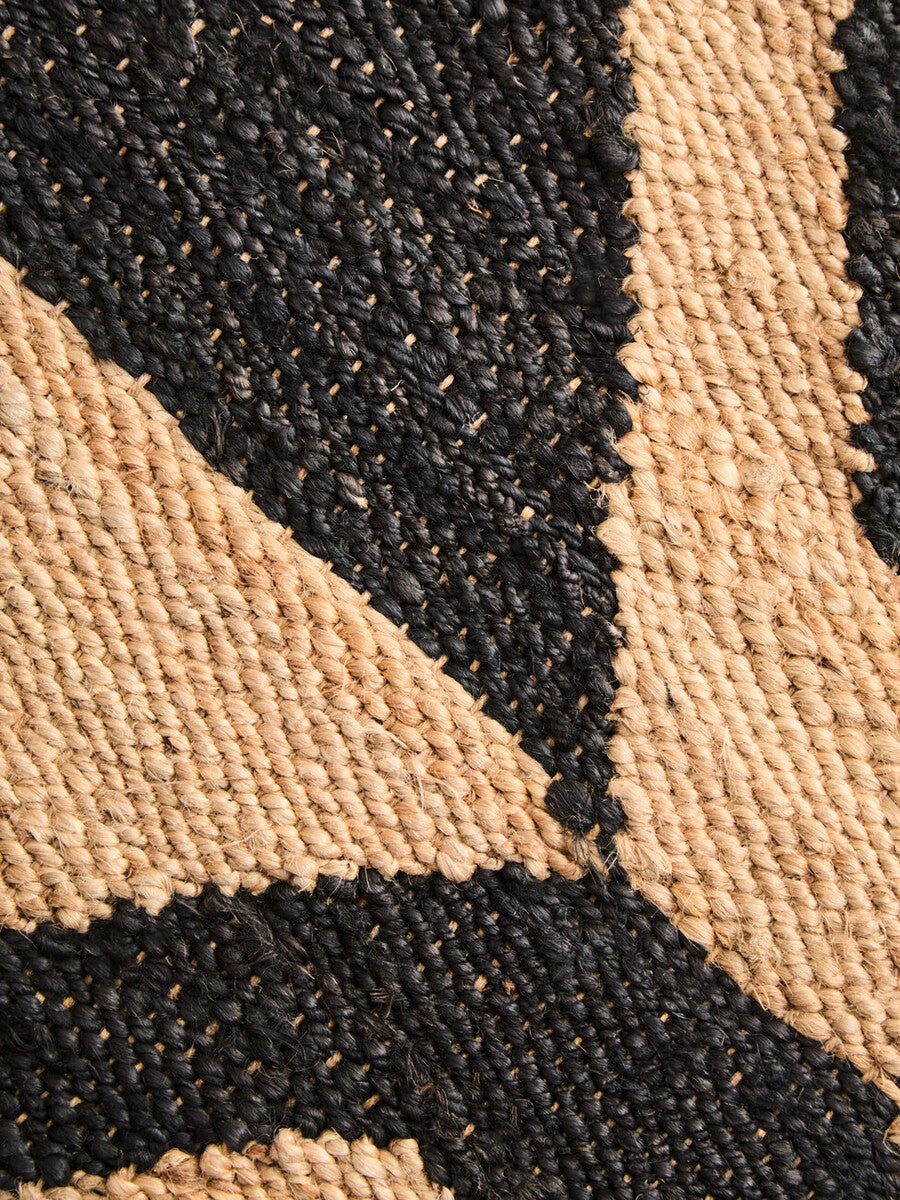 Large Black Wave Pattern Rug
