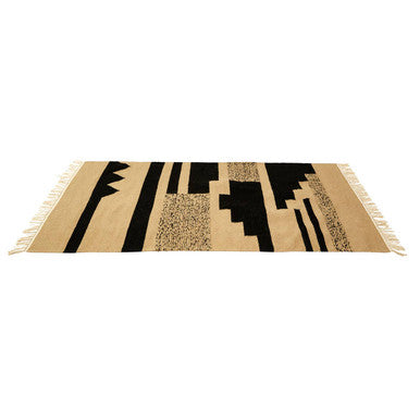 Small Sand and Black Braided Rug