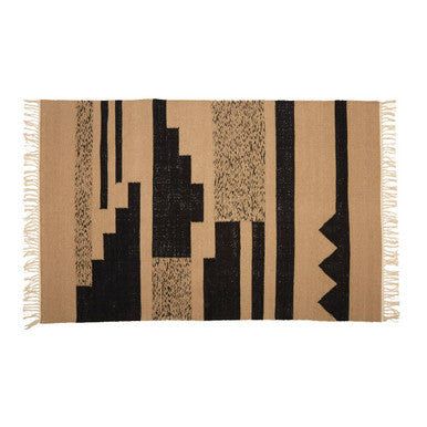 Small Sand and Black Braided Rug