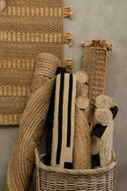 Small Sand and Black Braided Rug
