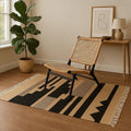 Small Sand and Black Braided Rug
