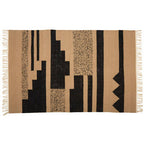 Large Sand and Black Braided Rug