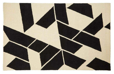 Large Black and White Geometric Rug