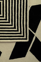 Large Black and White Geometric Rug