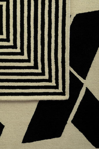 Large Black and White Geometric Rug