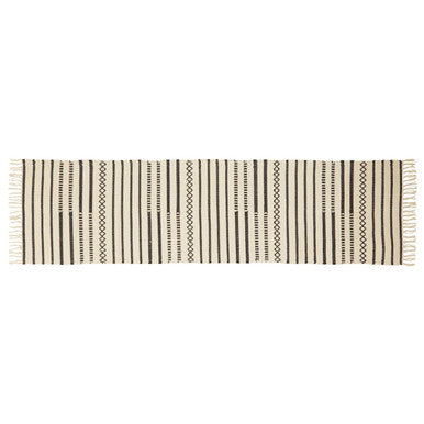 Black and White Striped Cotton Table Runner
