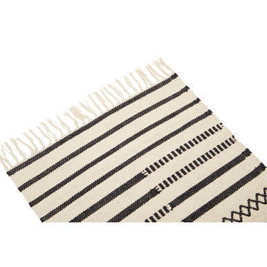 Black and White Striped Cotton Table Runner