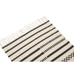 Black and White Striped Cotton Table Runner