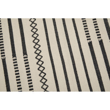 Black and White Striped Cotton Table Runner