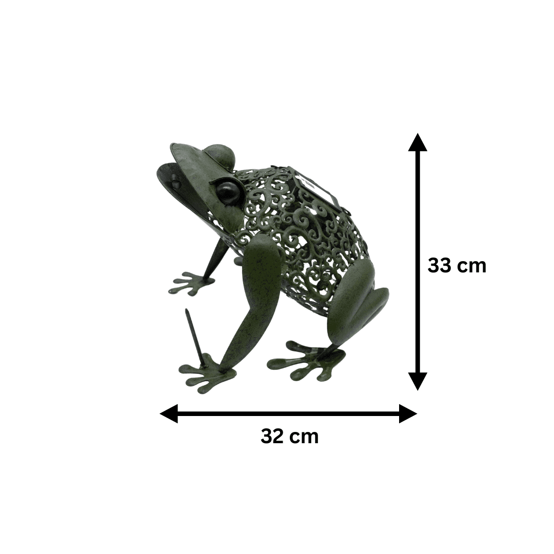 Solar Powered Light Up Frog Copper Bronze Effect Silhouette