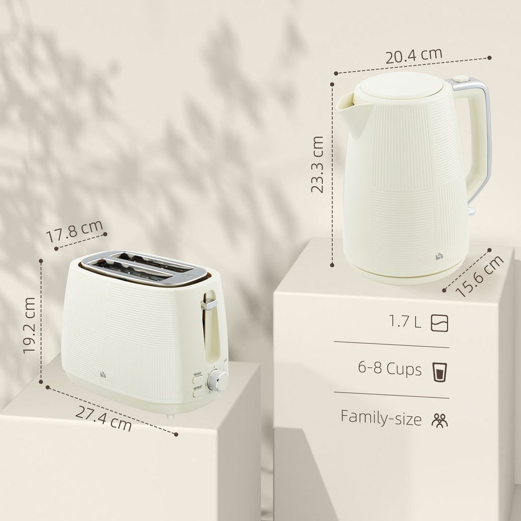 1.7L Fast Boil Electric Kettle and 2 Slice Water Toaster Set