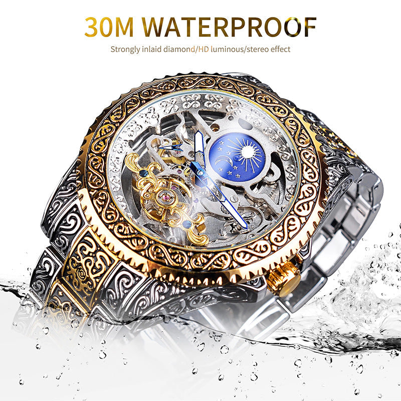 Carved Tourbillon Mechanical Watch