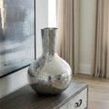 Silver Hammered Effect Bottle Vase