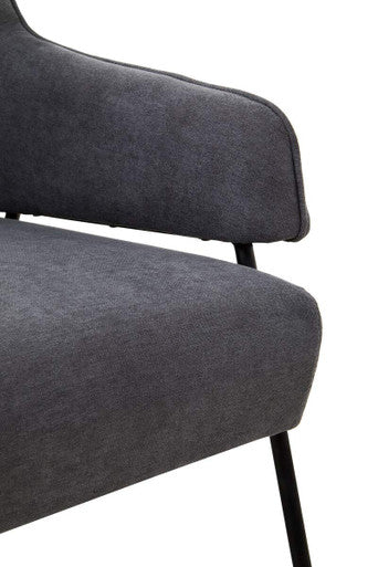 Ash Velvet High Back Chair with Black Metal Legs