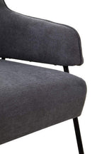 Ash Velvet High Back Chair with Black Metal Legs