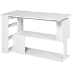 Corner Computer Desk, L Shaped Desk with 360° Rotating Bookshelf, 120L x 110W x 74.5H cm, White