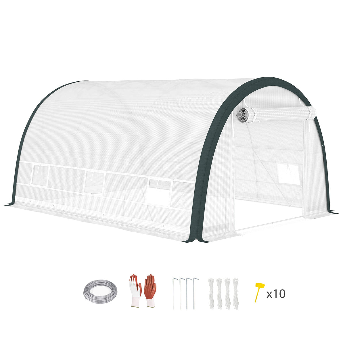 Walk-in Tunnel Greenhouse, Upgraded Structure, Mesh Door & Windows 396L x 300W x 200Hcm