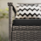 160L Rattan Garden Storage Bench, Cushioned Outdoor Bench, Grey