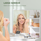 Dressing Table with Mirror and Storage, Modern Vanity Desk, White