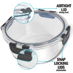 Glass Stackable Round Containers - 950ml 650ml & 400ml - 3 PACK